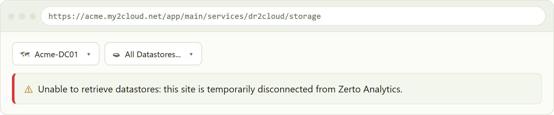 a disconnected site. A permanently disconnected site shows a similar message and can happen when the site uses its own licence key rather than the shared cloud licence.