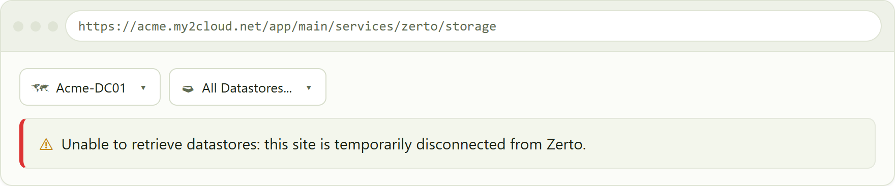 a disconnected site. A permanently disconnected site shows a similar message and can happen when the site uses its own licence key rather than the shared cloud licence.
