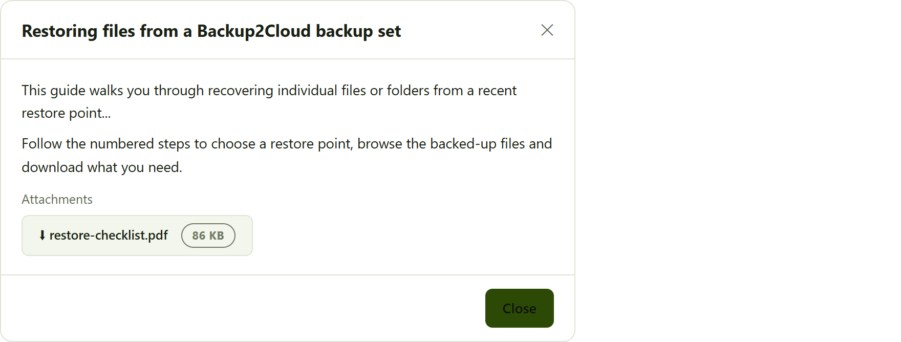 an opened article. The full text appears in the reading window, with any attachments available to download.