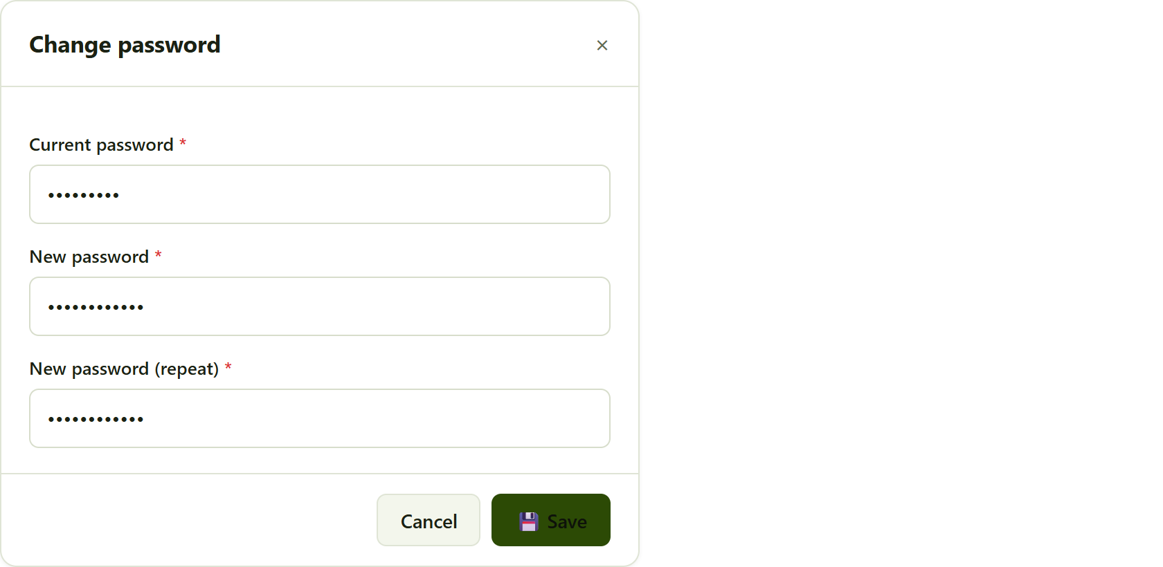 the Change password dialog.