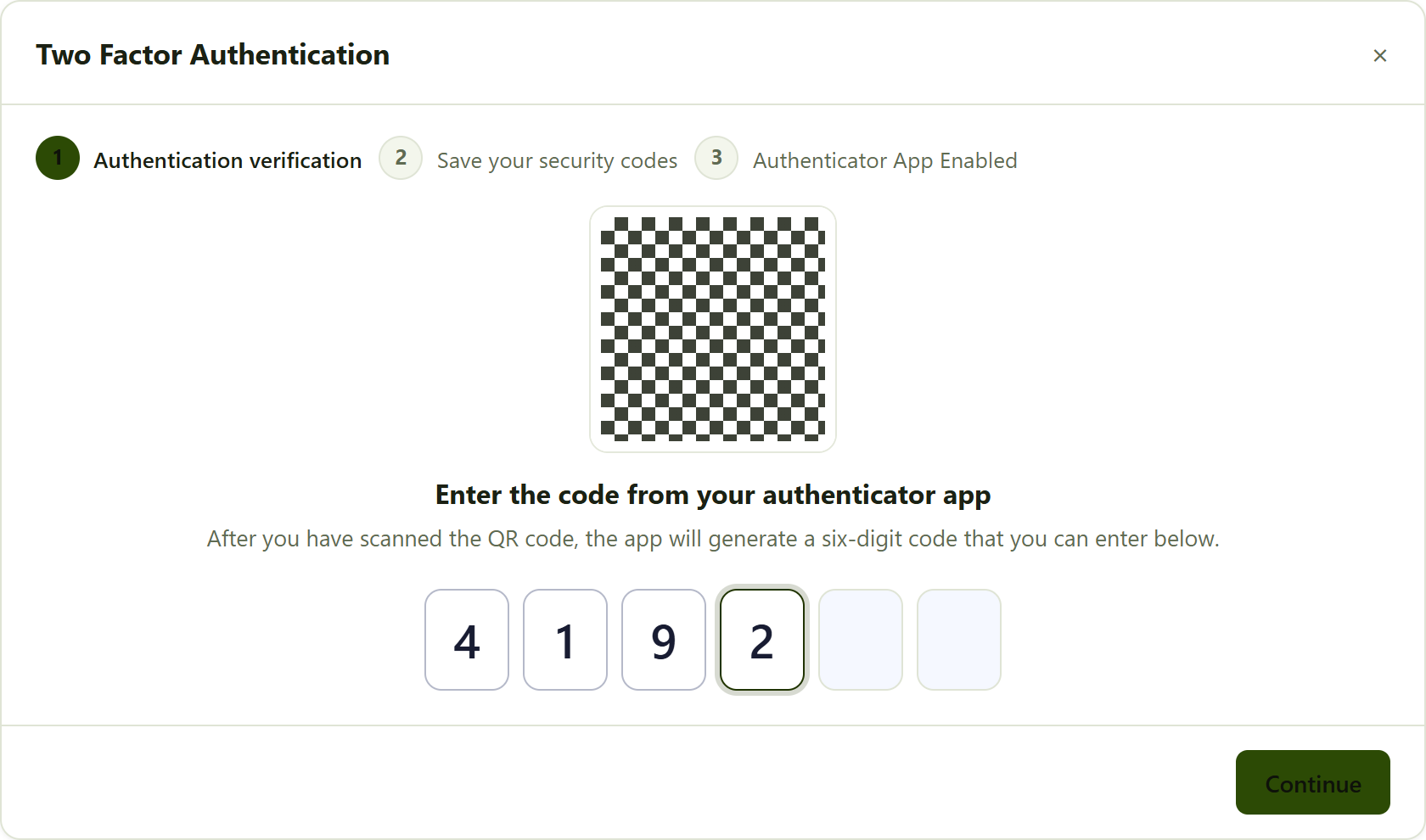 step 1 of the wizard. The highlighted box is the next digit to type.